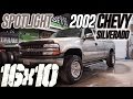 Spotlight - 2002 Chevy Silverado 1500, Rough Country Level, 16x10's, 305/70's