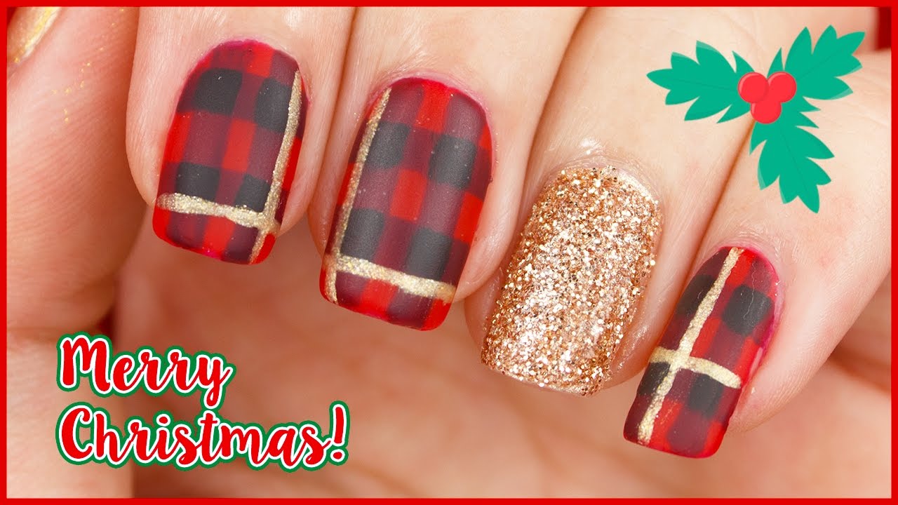 PLAID TARTAN CHRISTMAS NAIL ART | Glittery Nail Art for this Season ...