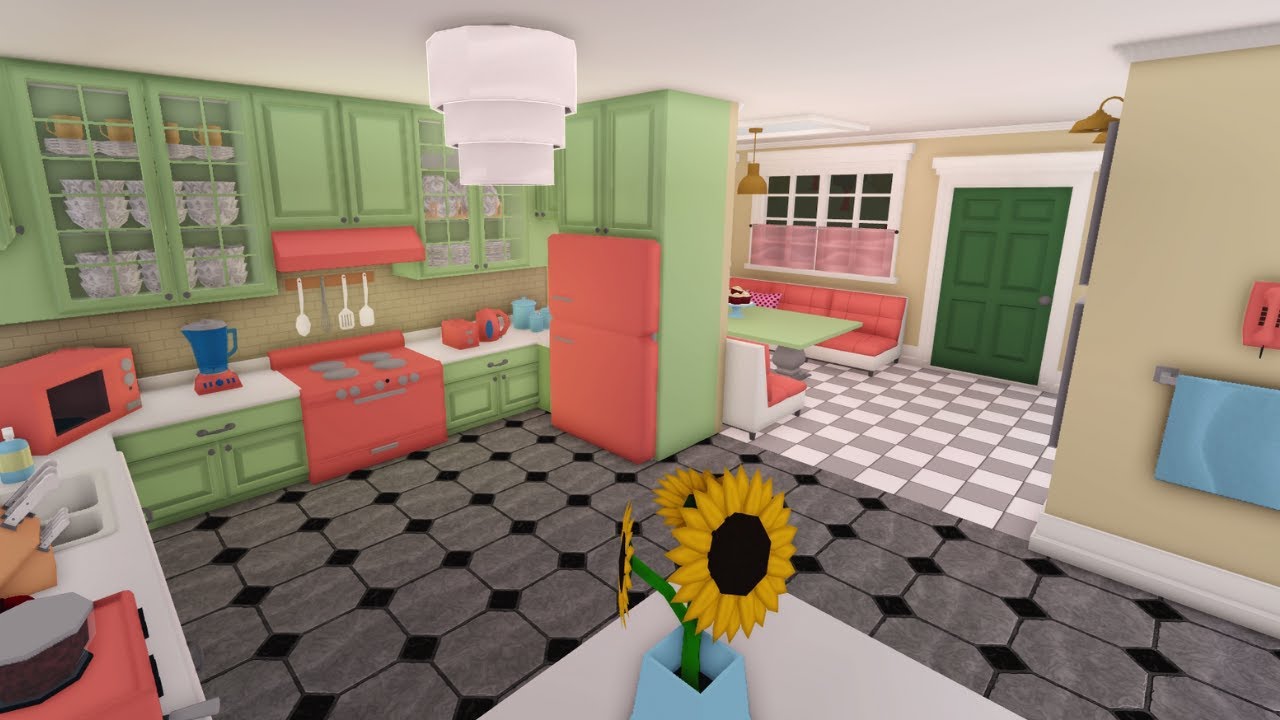 Bloxburg Retro Kitchen And Breakfast Nook Speed Build Vintage
