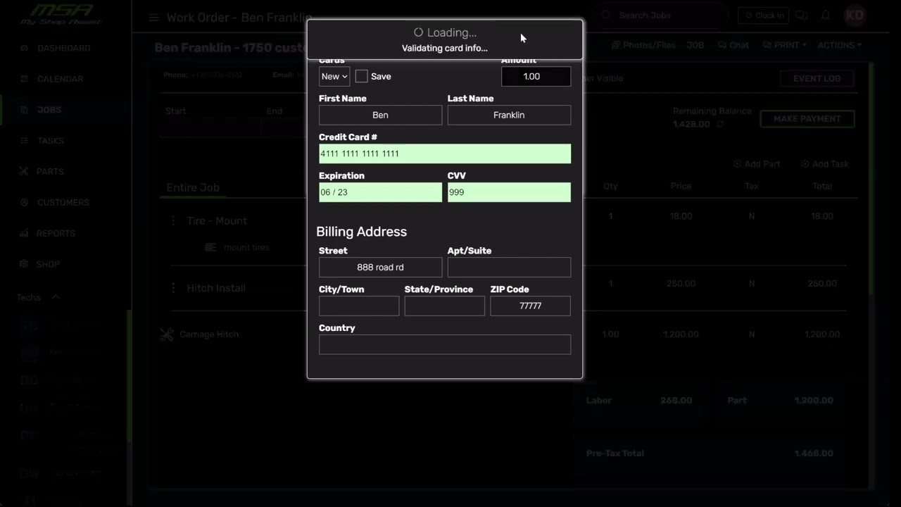 My Shop Assist Credit Card Payments