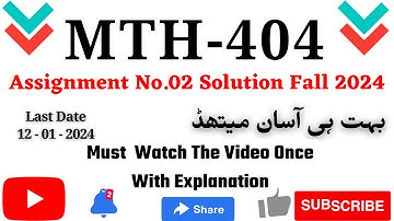 Mth404 Assignment No.2 Solution Fall 2023-24 Correct Solution