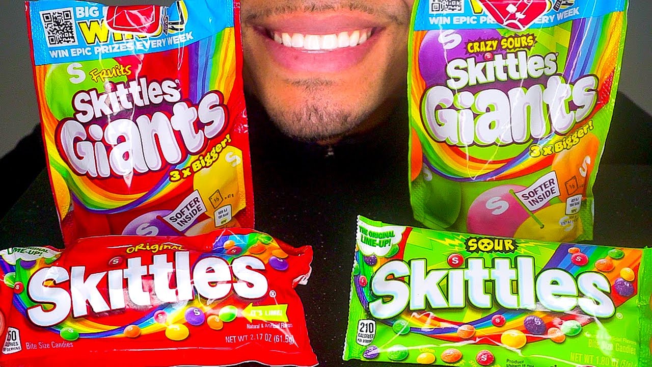 SKITTLES GIANTS ORIGINAL CRAZY SOURS COMMERCIAL CANDY EATING MUKBANG UK ...