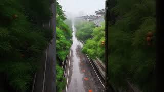 Misty Rain Over Classical Chinese Garden Streets | Tranquil Courtyard in the Rain #nature #relax
