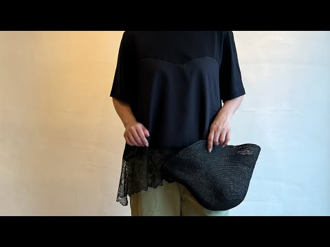 trois / Mercerized Cotton Jersey Scalloped Lace Docking Pullover