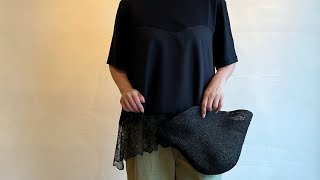 trois / Mercerized Cotton Jersey Scalloped Lace Docking Pullover
