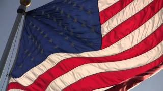 American Flag Blowing in the Wind with Music