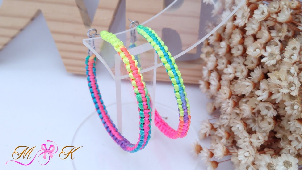 Brinco Argola em Macramé -Arrase nesse Carnaval/verão/Super Fácil Diy Ribbon Bow - Kaká Magalhães