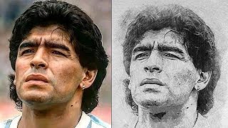 simple drawing Diego Maradona With Grid Method l Diego Maradona drawing step by step #maradona