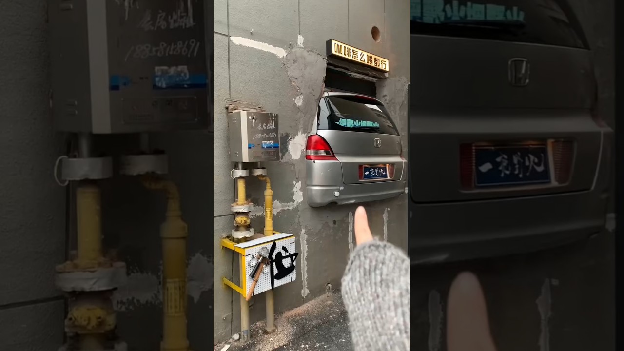 Girl Thinks BMW Is Stuck in a Wall 😱😂