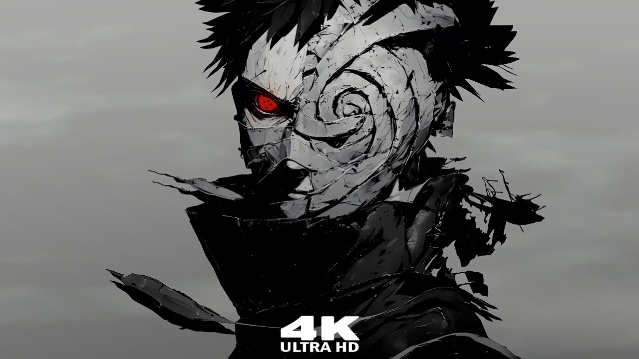 Obito Mask Sharingan4K Black & White Naruto Anime Live Wallpaper & Screensaver #anime #livewallpaper