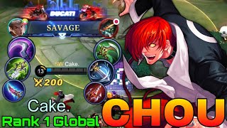 SAVAGE! Monster Chou Full Damage Build - Top 1 Global Chou by Cake. - Mobile Legends