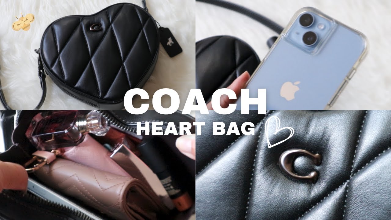COACH HEART CROSSBODY WITH QUILTING ♡ review, what fits *relaxing* 
