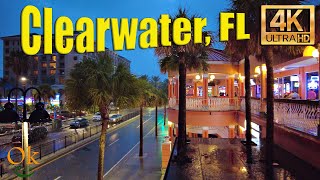 [4k] Heavy Rain  Walking in Clearwater Beach Florida   July 14, 2022