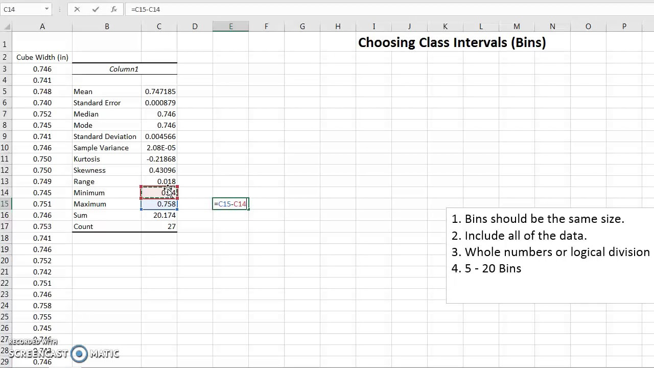 Update New Choosing Class Intervals (Excel Bins)