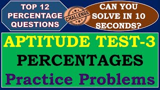 Percentages: Aptitude Test Questions and Answers with Solutions for Placement Preparation