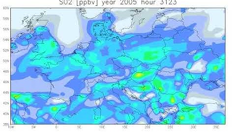 Chemistry-transport model simulation of hourly surface sulfur dioxide