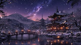 Midnight Kyoto Serenity J150 Min RelaxingJapanese Night Ambience with Snow &amp; RiverSounds