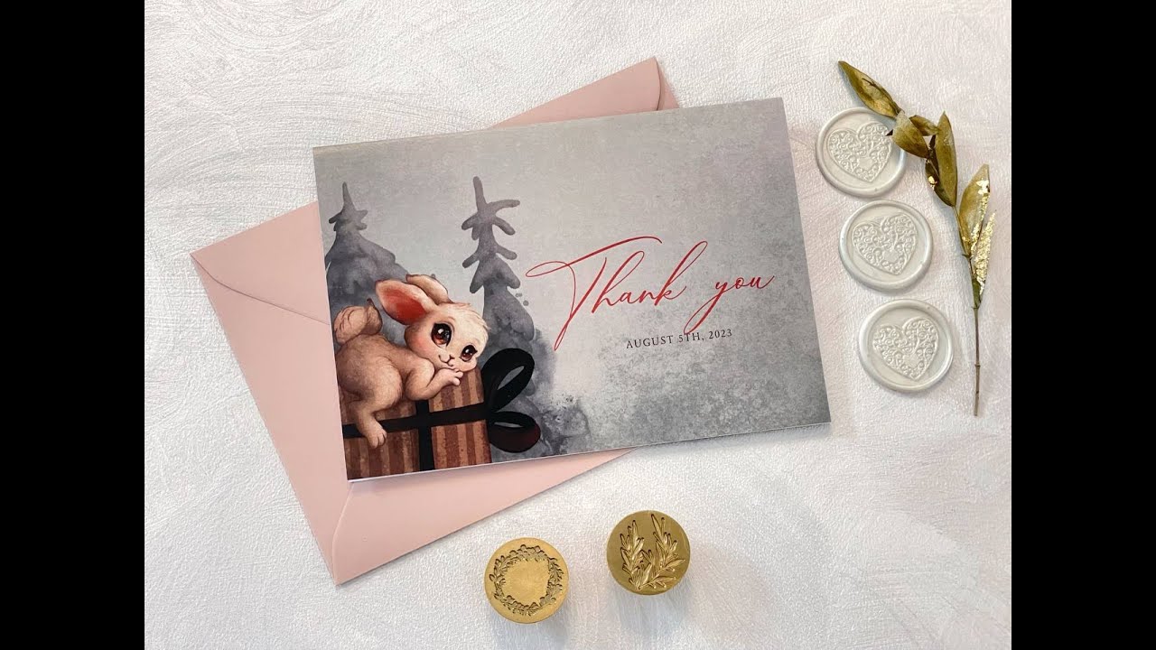 Baby's Thank You Cards With Rabbit - YouTube