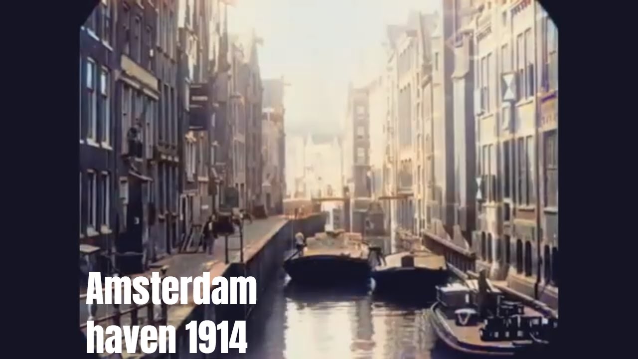 Amsterdam rondom de haven (1914) - in kleur [DeOldify]