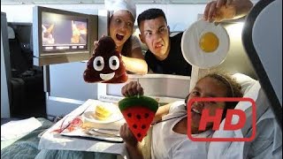 Real Food VS Gummy Food! Gross Giant Candy Challenge - Business Class Airplane Flight Edition