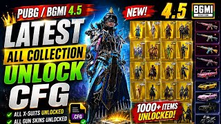 PUBG/BGMI 4.5 NEW UPDATE 🔥 ALL COLLECTION UNLOCK CFG 😱 | X-SUIT + GUN SKINS + VEHICLES screenshot 2