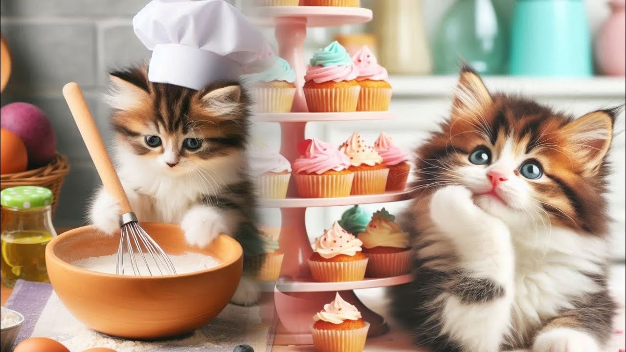 CUTE CHEF CAT AI🐱 COOKING CAKE 🧁