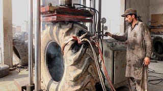 Heavy-Duty Tire Traditional Stich Repairing! Skilled Pakistani Mechanic Restores a Massive Tire Guide