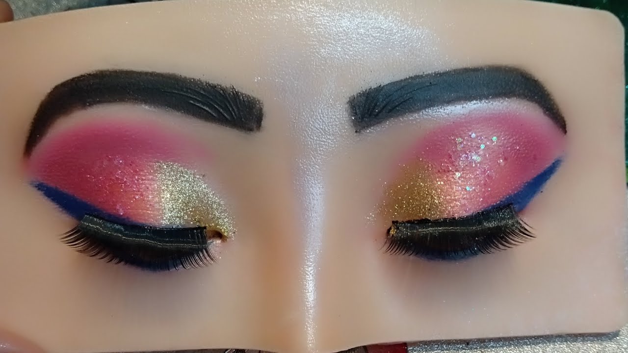 beautiful dark pink &golden eye makeup tutorial 🥰 YouTube