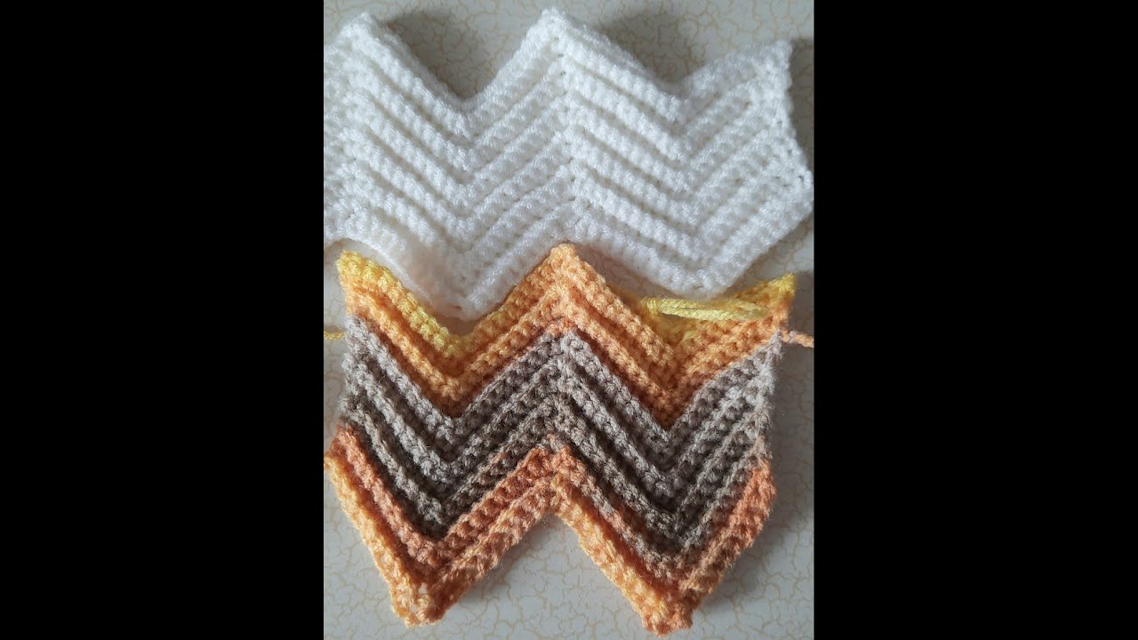 Zigzag Örgü Battaniye Modeli - Zincirsiz Başlama