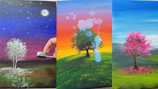 3 Easy Tree Painting Ideas 🌳 White Pink Blue Acrylic Tutorial for Beginners | TreeFlow Art screenshot 4