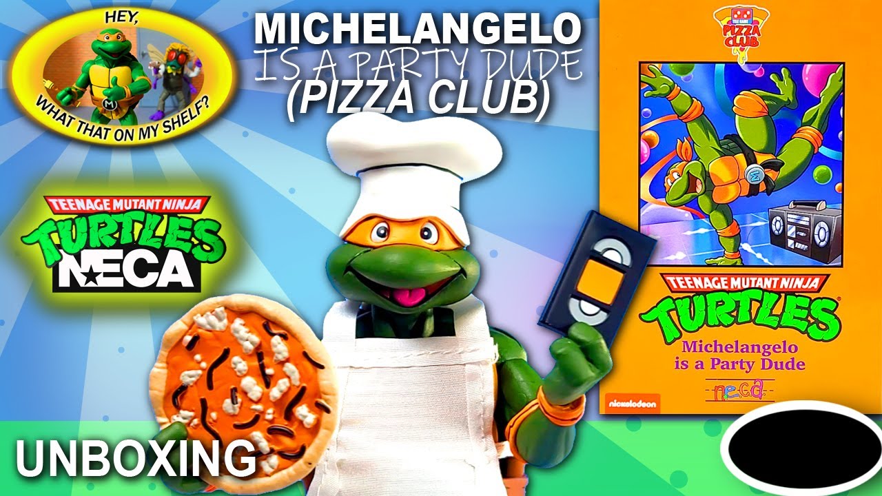 UNBOXING - NECA Cartoon TMNT - MICHELANGELO IS A PARTY DUDE (PIZZA CLUB) - #toys #actionfigures