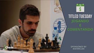 O GM Krikor Mekhitarian joga xadrez ao vivo. 