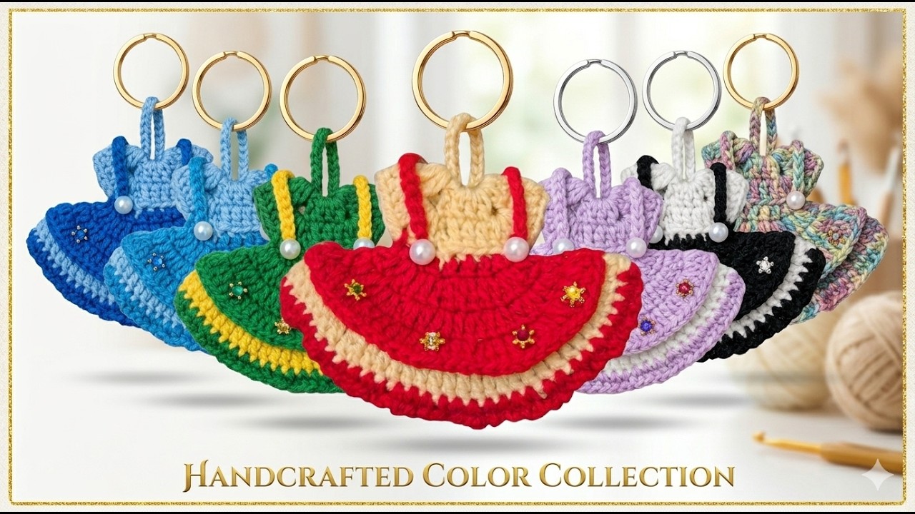 crochet mini dress keychain How To Crochet For Beginners !?These Crochet Dress Keychains Are Too Cute!