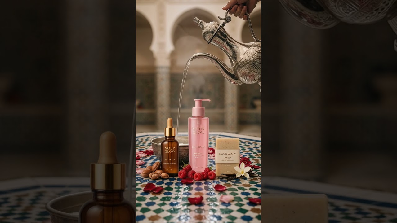 Créer 3 visuels cosmétiques inspirés de l'architecture marocaine hammam & zellige