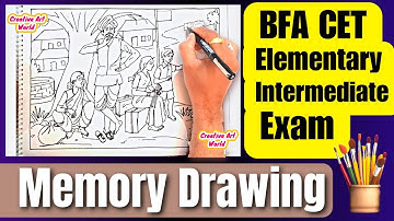 स्मरण चित्र - बस्थानक  | 𝐌𝐞𝐦𝐨𝐫𝐲 𝐃𝐫𝐚𝐰𝐢𝐧𝐠 -  Bus Stand Vilage Drawing Elementary Intermediate #viral