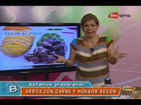 Arroz con carne y hongos secos