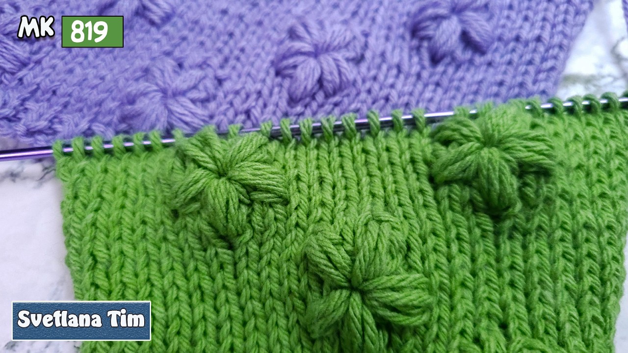 🌼 Вяжем цветы спицами за 15 минут! Узоры для начинающих | Пошаговый урок