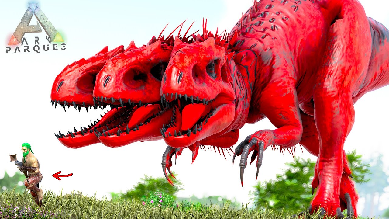 INDOMINUS REX DE TRES CABEZAS ESCAPA Y ME ATACA! nuevo dinosaurio rex monstruo ARK Parque 3