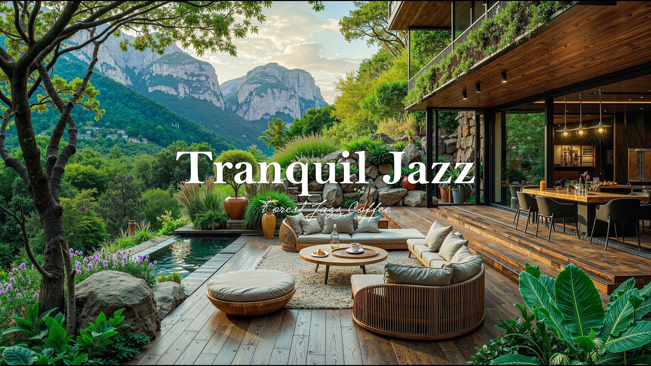 Tranquil Forest Jazz at Outdoor Coffee Shop | Relaxing Jazz & Nature Sounds for a calm mind to Work