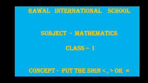 Class- I, Subject- Maths, Topic- Put the Sign, Rawal International School