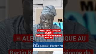 🚨ALERTE POLITIQUE AU BENIN: Bertin Koovi Démissionne du parti `BR`#infozone #bertinkoovi #bénin