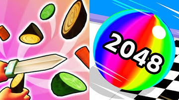 Ball Run 2048 vs Slice Hit! - All Level Gameplay Android.iOs Mobile Game.Esc4