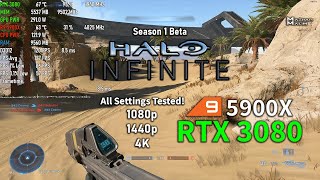 Halo Infinite MP Beta (Season 1) - Ryzen 9 5900X + RTX 3080 | All Settings | 1080p | 1440p | 4K