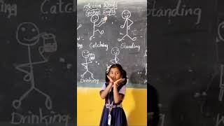 Action verbs practice session by UKG kid at SLN primary school Karvetinagaram
