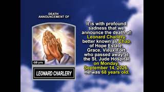 Full Leonard Charlery ~ Short Obituary Guide