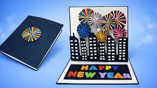 Amazing Happy New Year Pop Up Card 🎆 | Colorful 3D Fireworks DIY