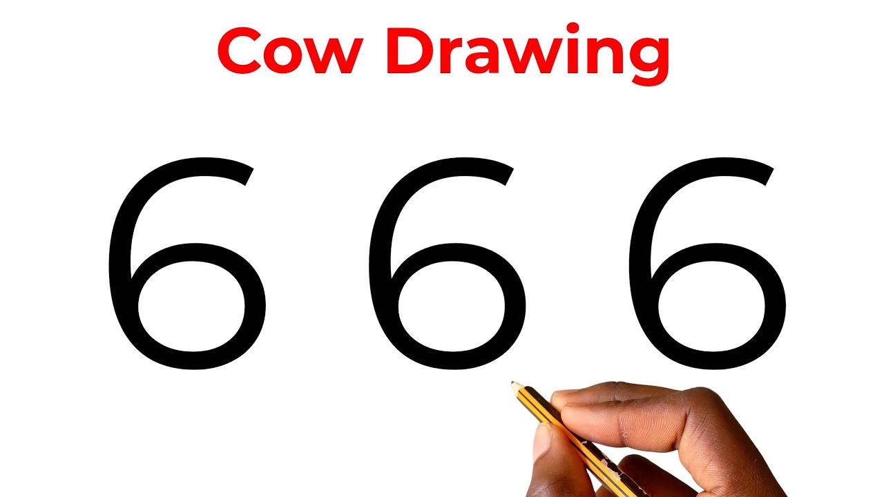 Drawing Using 666 How to Draw a Cow From Number 666 | Easy Drawing Trick - YouTube