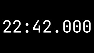 Countdown timer 22 minutes, 42 seconds [22:42.000] - White on black with milliseconds