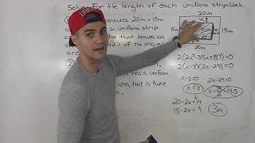 MCR3U - Quadratic Word Problem (Solve for Uniform Width of Deck) - Grade 11 Functions