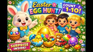 Easter Egg Hunt with Bunny 🐣 | Fun Counting Song for Kids | Easter Surprise Adventure!